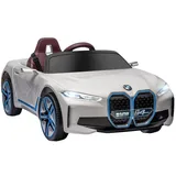 Homcom Kinder Elektroauto Elektrofahrzeuge mit Fernbedienung, Tragbarer Batterie, BMW Kinderauto mit Scheinwerfer, MP3-Player, Sicherheitsgurt, 3-5 km/h, für Kinder 3-5 Jahre, Weiß