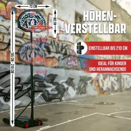 Apollo Basketballkorb Outdoor Set mit Ständer und Rollen inkl. Ball - Pumpe - Graffiti