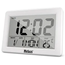 MEBUS 25738 Quarz-Wecker silber