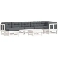 vidaXL 8-tlg Garten-Lounge-Set mit Kissen Weiß Kiefernholz Modell 5