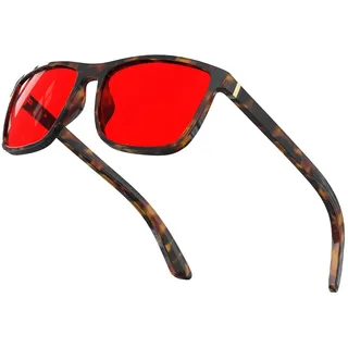 Bloomoak-99% Blaulicht-blockierende Brille-Gaming-Brille-blendfrei-Anti-Ermüdung-geeignet für Bildschirme, Fernseher (True Dark Red–100 %–Schlaf-Meister–Braun Schildpatt-Rahmen, Rot - Sleep Night)