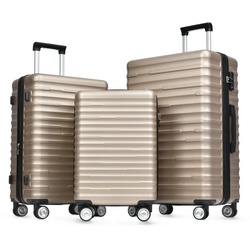 Flieks Trolleyset, 4 Rollen, (3 tlg), Hartschale Trolley Koffer Handgepäck Set wasserdicht Erweiterung goldfarben