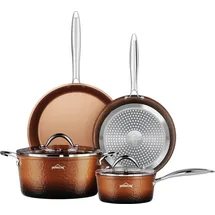 Homelux Topfset Pfannenset Kochtopfset Topfset 6tlg Induktion Induktionstöpfe, Aluminium Antihaft-beschichtete Töpfe Set mit Deckel,Töpfe & pfanne,kupfer