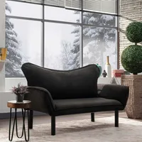 Zweisitzer-schlafsofa Hone, Stauraum, Armlehnen, 2 Sitzplätze, 140x65 Cm Schwarz