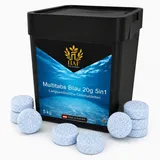 HAF Pool Chlor-Tabletten (1 x 5 kg Eimer) – langsam lösliche Chlortabletten (20g pro Stück) | Chlor Multitabs 5 in 1 für Poolpflege, Desinfektion, Algenvorbeugung & hygienisch klares Poolwasser