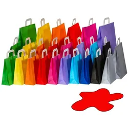 VEPATIM 250x Papiertragetaschen Papiertaschen Flachhenkel 22x10x28cm rot 70gr.