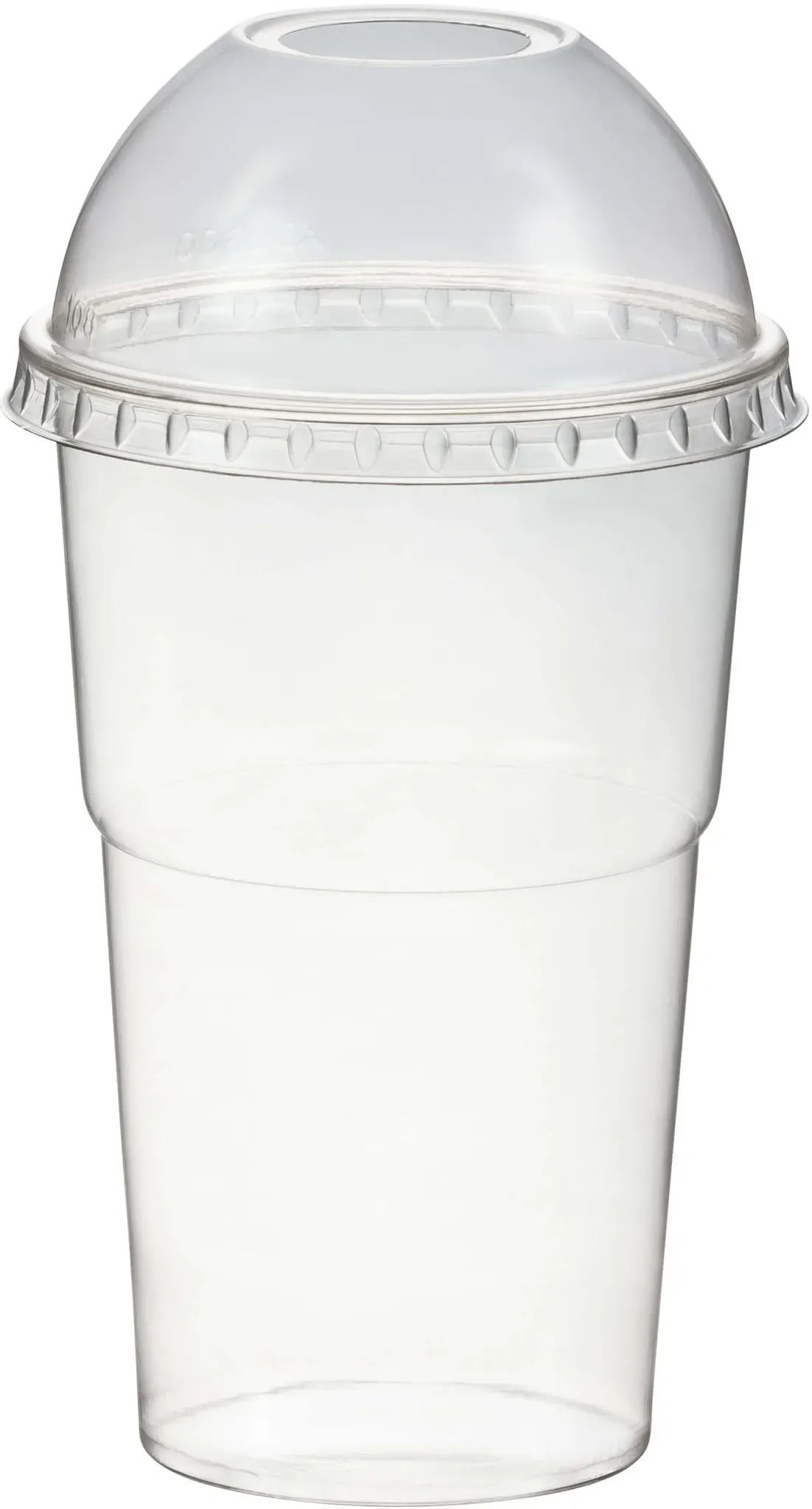 Smoothiebecher + Domdeckel mit Öffnung 300 ml, O 78mm, PET, glasklar, 50 Stk.
