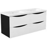 duschspa Waschtisch Waschbecken mit Unterschrank Waschtischunterschrank Smiley, Badmöbel in Breite 50/60/80/90/100 cm schwarz 120 cm x 56 cm x 46.5 cm