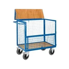 rollcart transportsysteme Drahtkastenwagen halb geklappt und vergittert mit Deckel