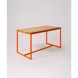 KAWENTSMANN Esstisch TALON Massivholztisch mit pulverbeschichtetem Stahlgestell (Tisch), aus massiver Eiche, mit Stahlgestell, Made in Germany, RAL-Farben orange 160 cm x 76 cm x 80 cm