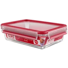 Emsa Clip&Close Glas rechteckig 1.3l Aufbewahrungsbehälter rot