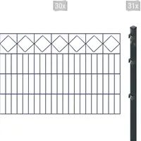 Arvotec Doppelstabmattenzaun »ESSENTIAL 80 zum Einbetonieren "Karo" mit Zierleiste«, Zaunhöhe 80 cm, Zaunlänge 2 - 60 m 77255704-0 anthrazit H/L: 80 cm x 60 m