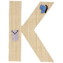 RICE Raffia Buchstaben Sticker, K, Schmetterling und Koala