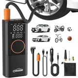 Oasser Elektrische Luftpumpe duale Anzeige 6000mAh 150 PSI Wiederaufladbar Akku kompressor mit 3M 12V Zigarettenanzünder für Auto Motorrad Fahrrad Ball Reise Camping