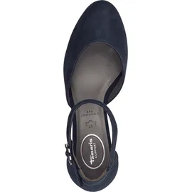 TAMARIS Comfort Damen Pumps mit Riemen aus Leder Elegant, Blau 37 EU