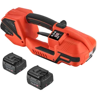 Vevor Akku Umreifungsgerät, 2 x 4000 mAh Akkus, Umreifungsmaschine mit Digitalanzeige für 9–16 mm breite PP/PET-Bänder, Bandverpackungsmaschine für Fabriken, Lagerhallen, & Logistikzentren
