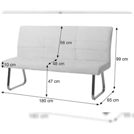 Mendler Esszimmer-Set HWC-G55, 2er-Set Stuhl + Sitzbank 180cm, Edelstahl gebürstet Stoff/Textil Chenille ~ dunkelgrau