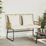 Gartenbank Braun und Creme Poly-Rattan