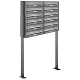 AL Briefkastensysteme - 12er V2A Edelstahl Standbriefkasten Anlage Freistehend