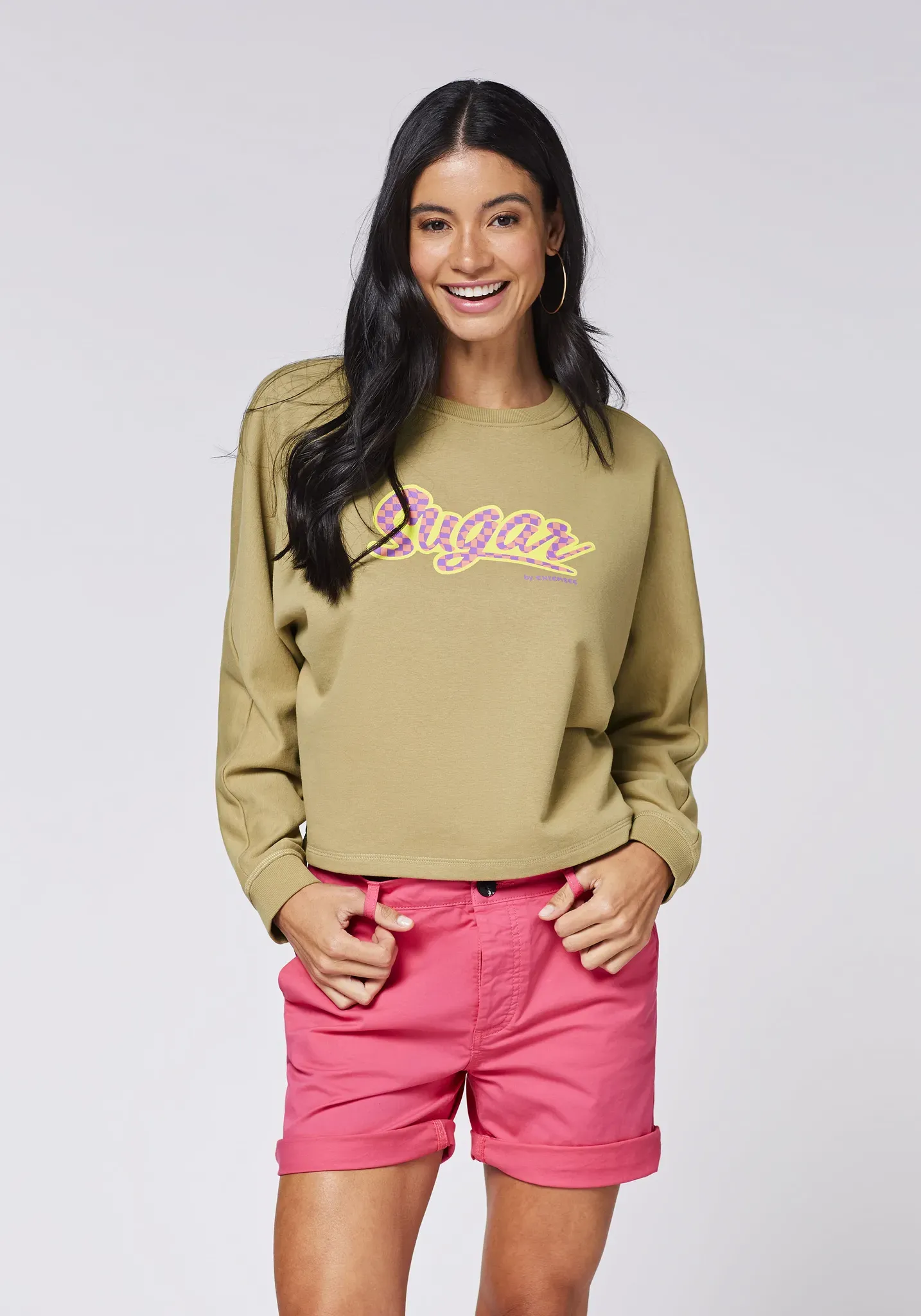 Sweater CHIEMSEE, Damen, Gr. M (38/40), grün (tree house), 88% Baumwolle, 12% Polyester, Rundhals, Sweatshirts Sweater