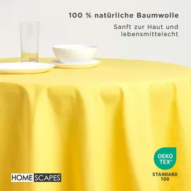 Homescapes Tischdecke Rund 180 cm Gelb