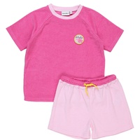 tausendkind essentials - Frottee-T-Shirt ALOHA mit Shorts in pink, Gr.140/146
