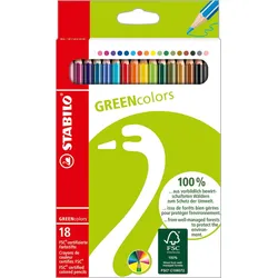 STABILO Farbstifte GREENcolors, Kartonetui mit 18 Stiften