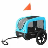 Fiximaster Fahrradhundeanhänger für kleine und mittelgroße Hunde bis 23 kg, faltbar, Blau, faltbar, Wetterfest, Schnell faltbar blau