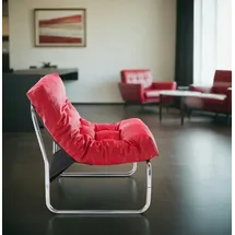KADIMA DESIGN Design Loungesessel, Retro Style, Modular, Lobby, Chromkufen in Rot | Gr.: onesize