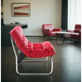 KADIMA DESIGN Design Loungesessel, Retro Style, Modular, Lobby, Chromkufen in Rot | Gr.: onesize