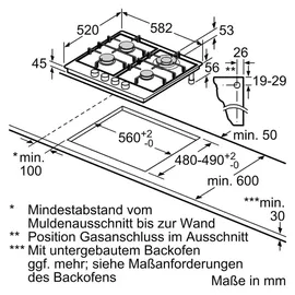 Bosch Herdset mit Backofen Teleskopauszug und Gaskochfeld WOK-Brenner