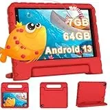 YESTEL Kinder Tablet mit Wi-Fi 6, Android 13, 7GB RAM 64GB ROM (Erweiterung 1TB), Bluetooth 5.0, Bildung Tablet 8 Zoll 1280 * 800 IPS, 3600mAh Akku, Doppelkamera, GPS, mit Kindersicherer Hülle, Rosa