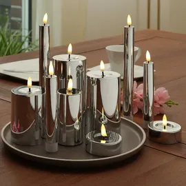 MARELIDA LED Stabkerzen 17 cm silber 2 St.