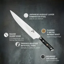 Alpha-Royal Japanese Serie 10` Chefkochmesser Damaszener-Stahl Schwarz