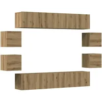 VidaXL 8-tlg. TV-Schrank-Set Wandmontage Artisan-Eiche Holzwerkstoff