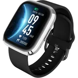 Garett GRC Style BT 41 mm Edelstahlgehäuse silber Silikonarmband schwarz M