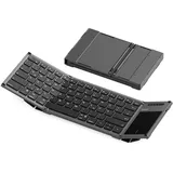 Inateck Faltbare Tastatur mit Touchpad, KI-Taste, BT 5.3, bis 3 Geräte mit iPadOS Android, Windows, QWERTZ, KB06101
