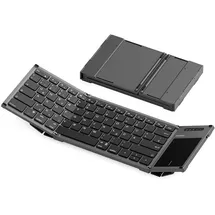 Inateck Faltbare Tastatur mit Touchpad, KI-Taste, BT 5.3, bis 3 Geräte mit iPadOS Android, Windows, QWERTZ, KB06101