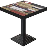 GGM Möbel BPY | Bistro Tisch | 70 x 70 x 81 cm | Quadratisch | Schwarzer Rand | Vintage Bunt / Schwarz