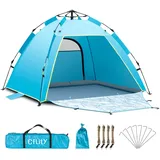 Cflity Strandmuschel, 1-3 Personen Automatische Instant Pop Up Strandzelt, UV Schutz 50+ Sonnenschutz Groß Tragbar Extra Light Pop Up Zelt mit Doppeltür für Garten, Fischen, Picknick