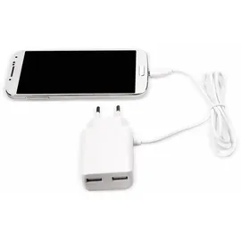 Logilink PA0157W USB Steckdosenadapter mit Micro-USB-Kabel, Weiß