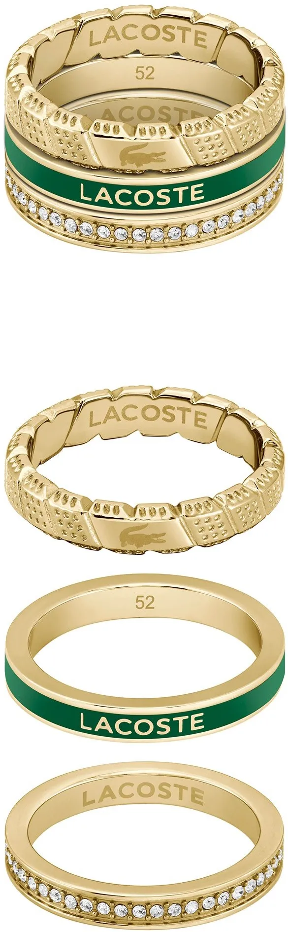 Lacoste 2040282 Damenring Trila Goldfarben/Grün, 54/17,2