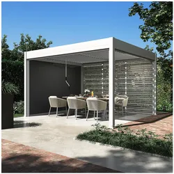 Sichtschutzelement für Pergola Pavillon mit Lamellen Dach Oasis weiß