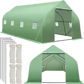 Tectake tectake® Foliengewächshaus, 27 m3, in Zeltform mit 8 Fenstern Reißverschlussöffnung, 600 x 300 x 205 cm