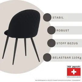 Albatros Esszimmerstuhl CAPO Samt Schwarz 4er Set