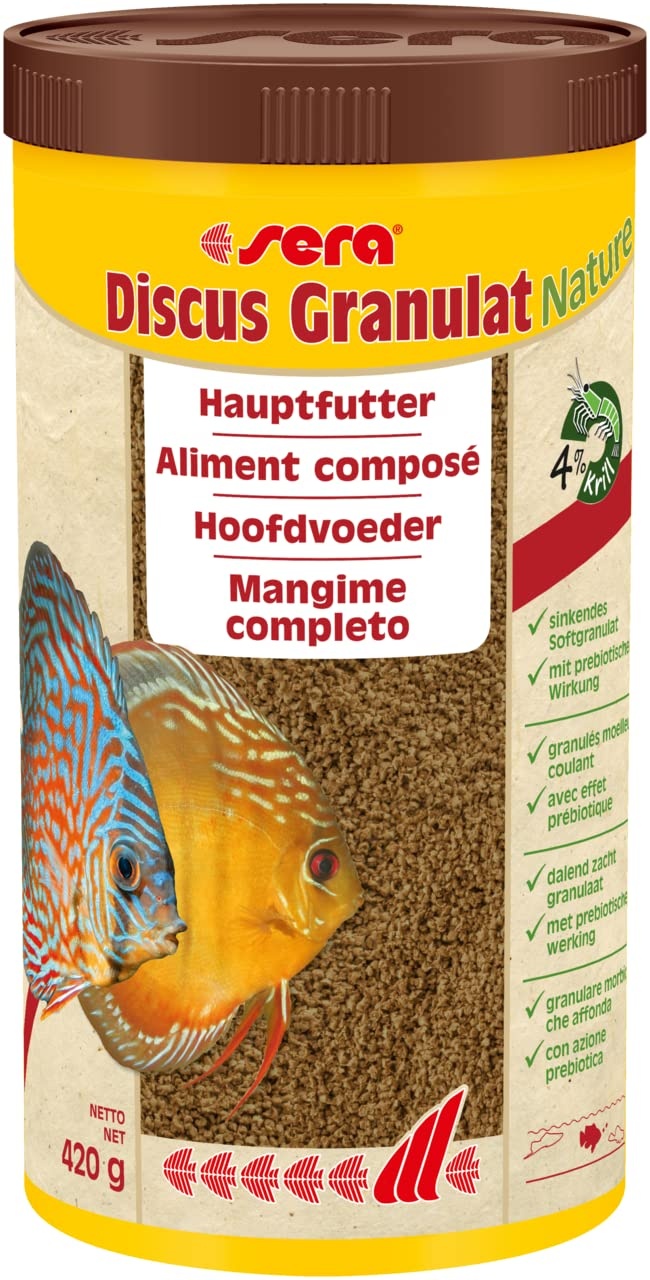 sera Discus Granulat Nature 1000 ml (420 g) - Hauptfutter für alle Diskusfische, Futter für Diskus