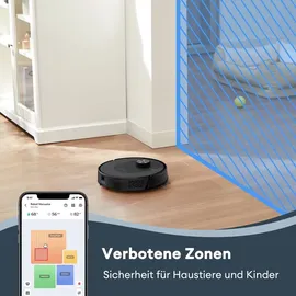 Ultenic Staubsaugerroboter mit Wischfunktion,150min Laufzeit,420W/5000pa,automatisches Aufladen,Sprachsteuerun ,LiDAR Lasernavigation,55db - Schwarz