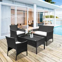 TolleTour Sitzgruppe Balkon-set Gartenmöbel Ecksofa Essgruppe Lounge Sessel Polyrattan schwarz - Schwarz