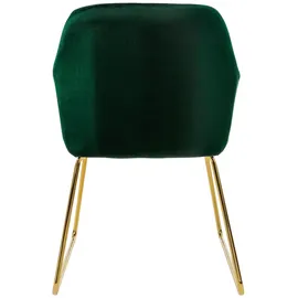 ML-Design Esszimmerstühle 4er Set Sitzfläche aus Samt, Grün, mit Rücken- Armlehnen, Küchenstuhl Gold Beine, Polsterstuhl mit Metallgestell, Ergonomische Sessel