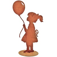 Rostikal Mädchen mit Luftballon 52 cm Edelrost Gartendeko Vintage Dekofigur Garten Deko Rost